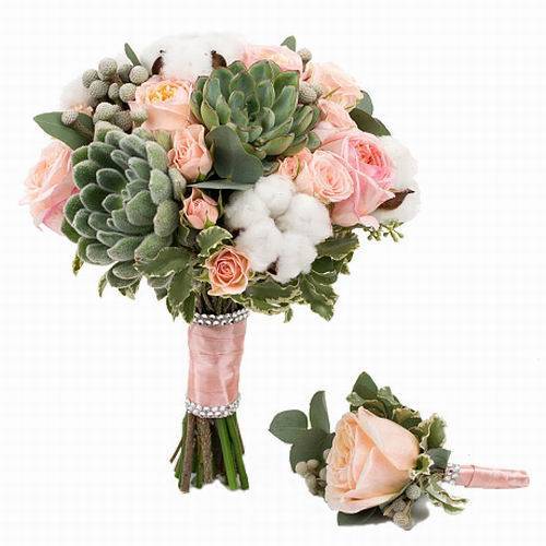 Букет невесты с суккулентами № 2