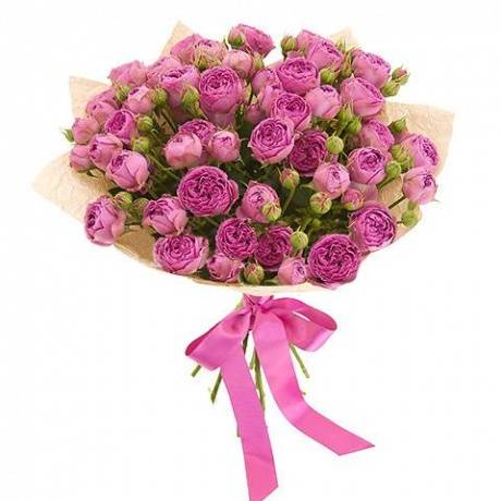 Букет из кустовых фиолетово-розовых роз