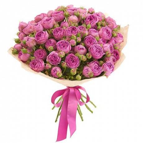 Букет из кустовых фиолетово-розовых роз