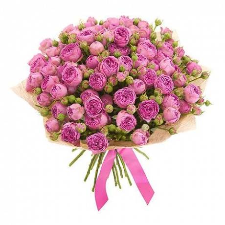 Букет из кустовых фиолетово-розовых роз